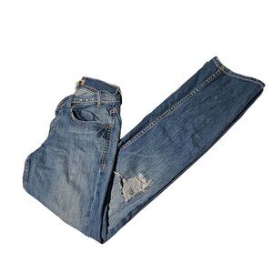 Denim of Virtue Jeans Womens Size 25 Boot Cut Low Rise Light Wash Ripped